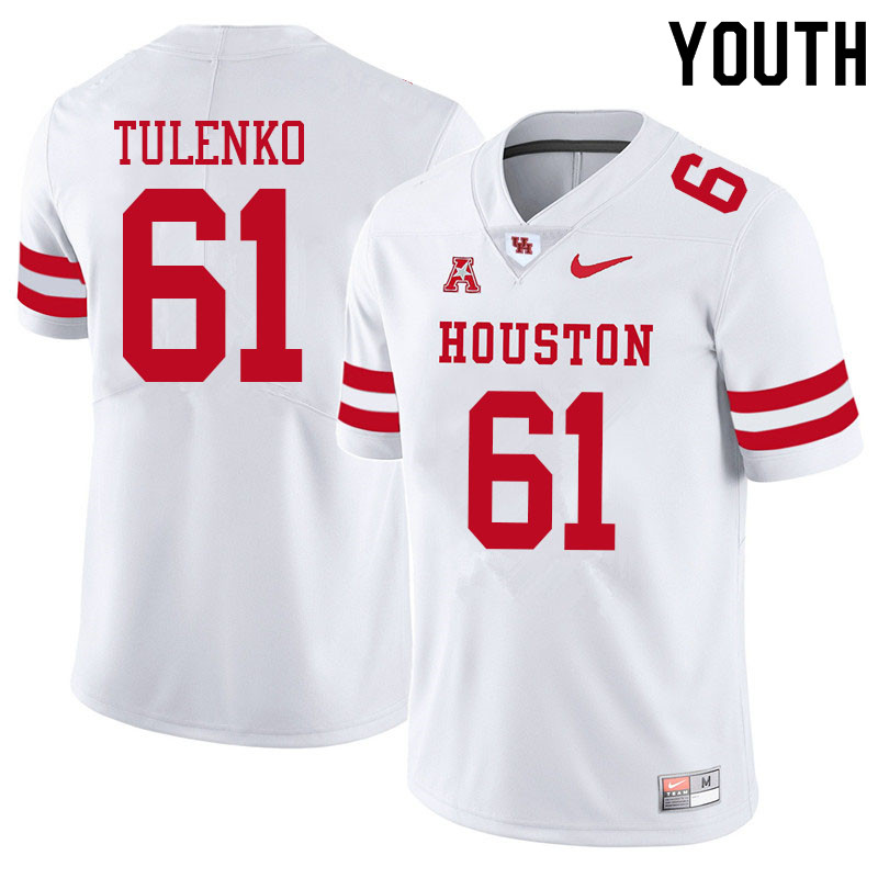 Youth #61 Michael Tulenko Houston Cougars College Football Jerseys Sale-White - Click Image to Close